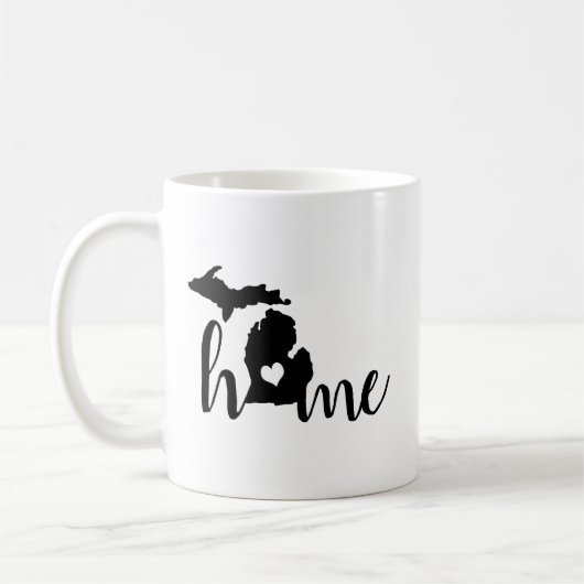 Zuhause ist, wo das Herz ist Michigan Silhouette Kaffeetasse (Links)
