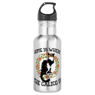 Zuhause ist, wo der Calico Spaß "Calico Cat" ist Edelstahlflasche