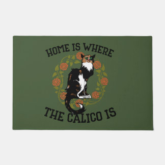 Zuhause ist, wo der Calico Spaß "Calico Cat" ist Fußmatte