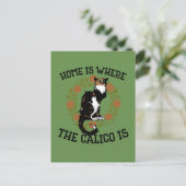 Zuhause ist, wo der Calico Spaß "Calico Cat" ist Postkarte (Stehend Vorderseite)