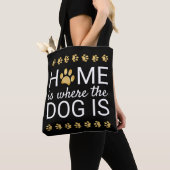 Zuhause ist, wo der Hund Gold Foil Paw Prints ist Tasche (Von Nahem)