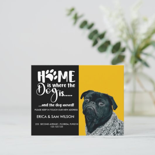 Zuhause ist, wo der Hund ist - Bewegende Ankündigu Ankündigungspostkarte (Stehend Vorderseite)