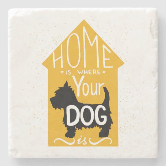 Zuhause ist, wo der Hund ist Steinuntersetzer (Vorderseite)