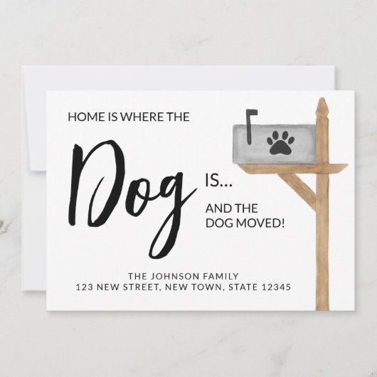 Zuhause ist, wo der Hund ist, wo wir uns bewegt ha Ankündigung (Vorderseite)