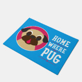 Zuhause ist, wo der Mops Kitz-Mops ist Fußmatte (Schrägansicht)