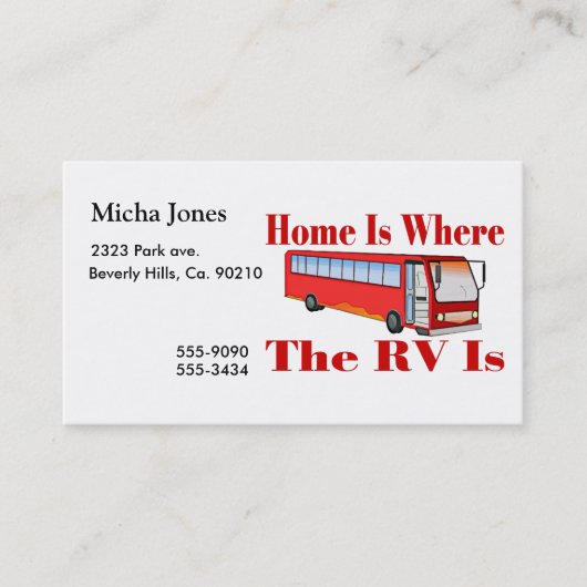 Zuhause ist, wo der RV ist Visitenkarte (Vorderseite)