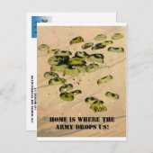 Zuhause ist, wo die Armee uns absetzt! Ankündigungspostkarte (Vorne/Hinten)