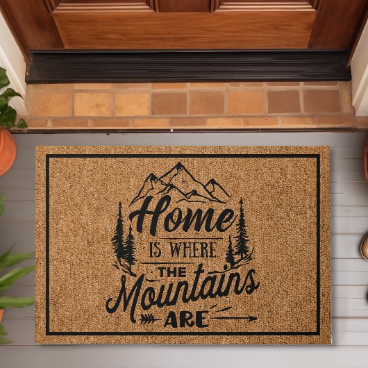 Zuhause ist, wo die Berge sind rustikale Familie Fußmatte