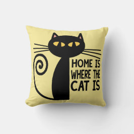 Zuhause ist, wo die Katze ist (Beige) Kissen