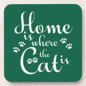 Zuhause ist, wo die Katze kleine Paws ist Getränkeuntersetzer (Vorderseite)