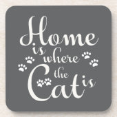 Zuhause ist, wo die Katze kleine Paws ist Getränkeuntersetzer (Vorderseite)