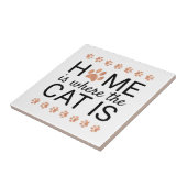 Zuhause ist, wo die Katze Rose Gold Foil Paw Print Fliese (Seite)