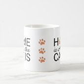 Zuhause ist, wo die Katze Rose Gold Foil Paw Print Kaffeetasse (Mittel)