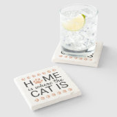 Zuhause ist, wo die Katze Rose Gold Foil Paw Print Steinuntersetzer (Seitenansicht)