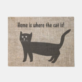 Zuhause ist, wo die Katze schwarze Katze ist Doorm Fußmatte (Vorderseite)
