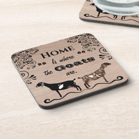 Zuhause ist, wo die Ziegen sind - nubische Milchzi Getränkeuntersetzer (Linke Seite)