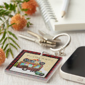 ZUHAUSE IST, WO HERZ IST Funny Trailer Trash Campe Schlüsselanhänger (Vorderseite rechts)