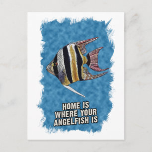 Zuhause ist, wo Ihr Angel Fisch ist Aquarellkunst Postkarte