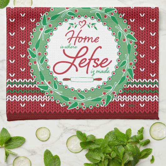 Zuhause ist, wo Lefse hergestellt wird! Geschirrtuch (Gefaltet)