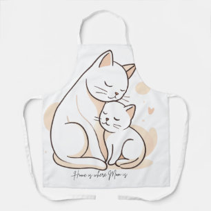 Zuhause ist, wo Mama ist - Mutterkatze und Kätzche Schürze