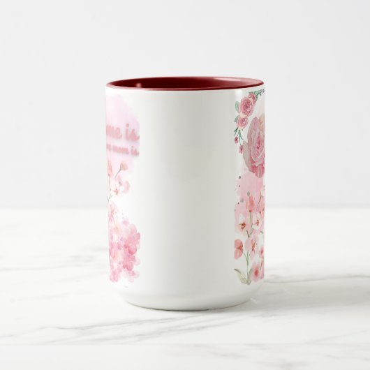Zuhause ist, wo Mama Tasse ist - rosa Blumendesign (Zentrum)