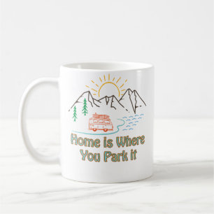 Zuhause ist, wo man es parkt Colour Line Art Vanli Kaffeetasse