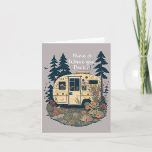 Zuhause ist, wo man es parkt Vintage-Camper-Anhäng Karte