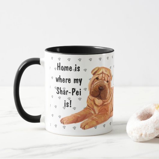 Zuhause ist, wo mein Shar-Pei ist - Custom Dog Mam Tasse (Mit Donut)