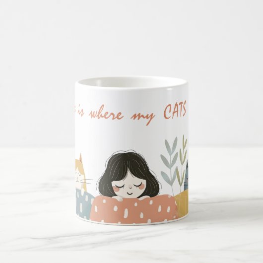 Zuhause ist, wo meine CATS Niedliche Cat-Mama sind Kaffeetasse (Mittel)