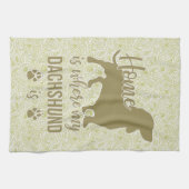 Zuhause ist, wo meine Dackel ist - Dackel Teckel Geschirrtuch (Horizontal)