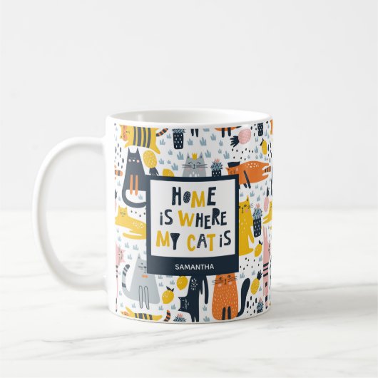 Zuhause ist, wo meine Katze Mit Monogramm ist Name Kaffeetasse (Links)