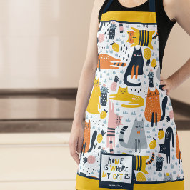 Zuhause ist, wo meine Katze Mit Monogramm ist Name Schürze
