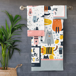 Zuhause ist, wo meine Katze Mit Monogramm Name Bad Badhandtuch Set