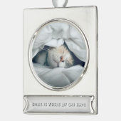 Zuhause ist, wo meine Katze Nickerchen benutzerdef Banner-Ornament Silber (Links)