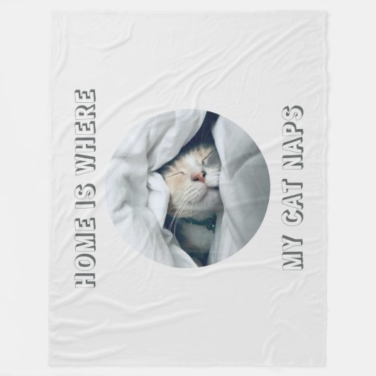 Zuhause ist, wo meine Katze Nickerchen benutzerdef Fleecedecke (Vorderseite)