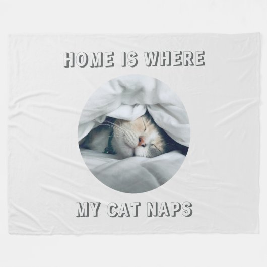 Zuhause ist, wo meine Katze Nickerchen benutzerdef Fleecedecke (Vorderseite (Horizontal))