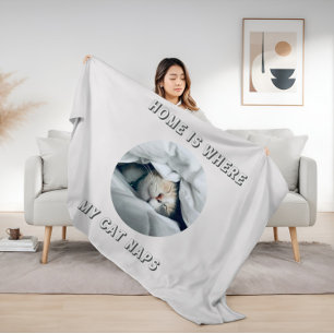 Zuhause ist, wo meine Katze Nickerchen benutzerdef Fleecedecke