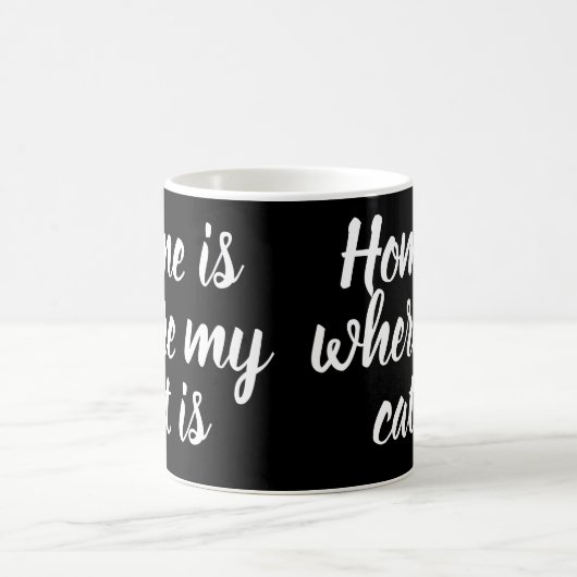 Zuhause ist, wo meine Katze weißes Script schwarz Kaffeetasse (Mittel)
