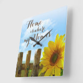 Zuhause ist, wo meine Mama mit Sonnenblumen ist Quadratische Wanduhr (Winkel)