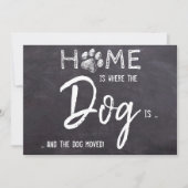Zuhause ist, wo sich der Hund in der Karton bewegt Ankündigung (Vorderseite)