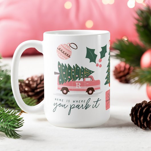 Zuhause ist, wo Sie parken es rosa Van Christmas T Kaffeetasse