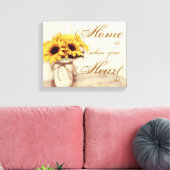 Zuhause ist, wo Sonnenblumen Mason Jar Wrapped Can Leinwanddruck (Insitu (Wohnzimmer))