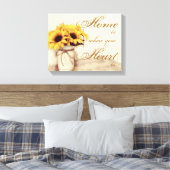 Zuhause ist, wo Sonnenblumen Mason Jar Wrapped Can Leinwanddruck (Insitu (Schlafzimmer))