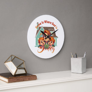 Zuhause ist wo Vater ist - Vatertag Geschenkidee Große Wanduhr