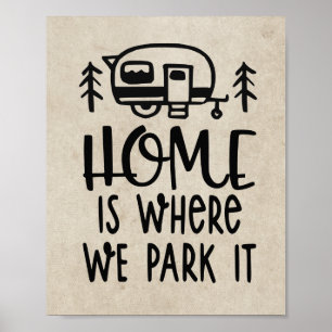 Zuhause ist, wo wir Park IT Camping Camper Dekorat Poster