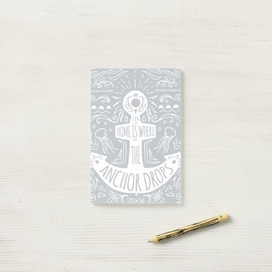 Zuhause ist, wohin der Anker fällt Post-it Klebezettel (Auf Schreibtisch)