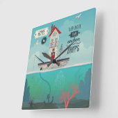 Zuhause ist, wohin der Anker fällt Quadratische Wanduhr (Winkel)