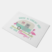 Zuhause ist, wohin Sie Ihre Flamingo-Fußmatte Fußmatte (Schrägansicht)