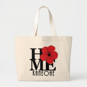 ZUHAUSE Kaneohe Hawaii Rot-Hibiskus Jumbo Stoffbeutel