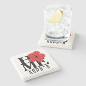 ZUHAUSE Kapa`a Hawaii Roter Hibiskus Steinuntersetzer (Seitenansicht)